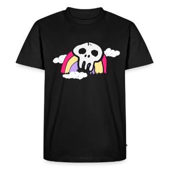 Skull on rainbow and clouds colorful gift - Men's Premium Organic T-Shirt - black - Front - Nico (187cm)