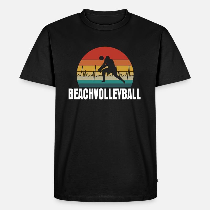Beachvolleyball Herzschlag - Männer Premium Bio T-Shirt - Schwarz