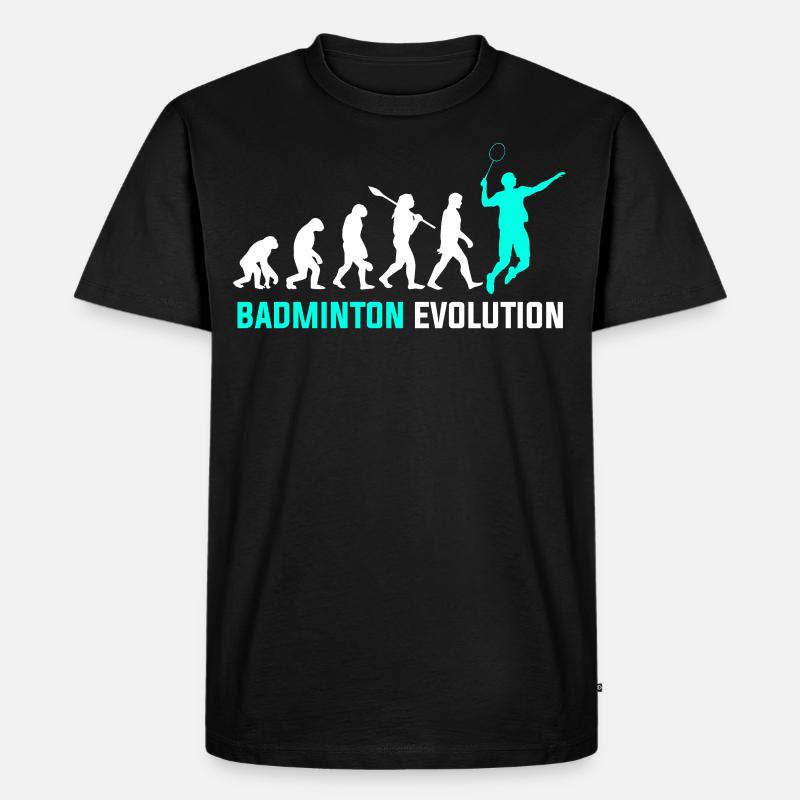 Badminton Evolution - Männer Premium Bio T-Shirt - Schwarz