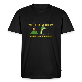 Loch Ness Monster Fish And Chips - Men's Premium Organic T-Shirt - black - Front - Nico (187cm)