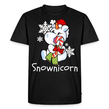 Licorne Bonhomme de neige Noël Snownicorn - T-shirt Premium bio Homme - noir - Devant - Nico (187cm)