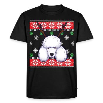 Pull de Noël laid chien caniche - T-shirt Premium bio Homme - noir - Devant - Nico (187cm)