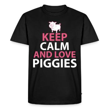 Gardez le calme et aimez les porcs t-shirt - T-shirt Premium bio Homme - noir - Devant - Nico (187cm)
