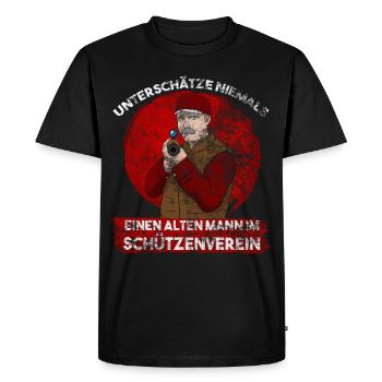Old man in the shooting club shooter shooting - Men's Premium Organic T-Shirt - black - Front - Nico (187cm)