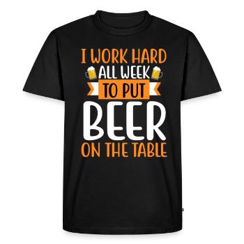 Drôle disant boire de la bière - T-shirt Premium bio Homme - noir - Devant - Nico (187cm)