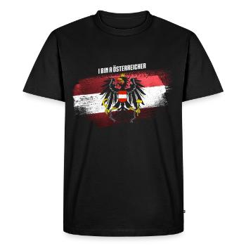 Autriche | Drapeau et armoiries, aigle fédéral - T-shirt Premium bio Homme - noir - Devant - Nico (187cm)