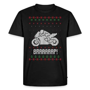 Moto ugly christmas - T-shirt Premium bio Homme - noir - Devant - Nico (187cm)