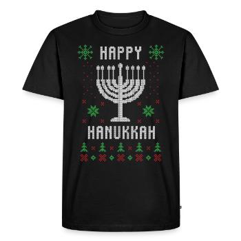 Joyeux Noël moche de hanukkah - T-shirt Premium bio Homme - noir - Devant - Nico (187cm)