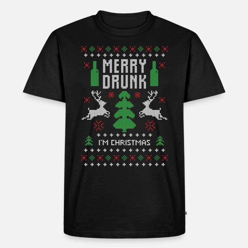 Boire laide pull cristmas - T-shirt Premium bio Homme - noir