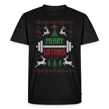 joyeux liftmas - chandail de Noël laid - T-shirt Premium bio Homme - noir - Devant - Nico (187cm)
