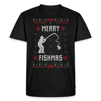 merry fishmas - grim juletrøje - Herre Premium økologisk T-shirt - sort - Foran - Nico (187cm)