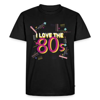 J'aime les années 80 | J'aime le vintage rétro des années 80 - T-shirt Premium bio Homme - noir - Devant - Nico (187cm)