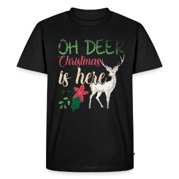 Oh Deer Christmas Is Here Vintage Xmas Deer - Men's Premium Organic T-Shirt - black - Front - Nico (187cm)