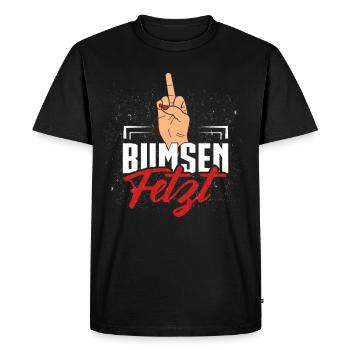 Baise baise | Illustration avec le majeur - T-shirt Premium bio Homme - noir - Devant - Nico (187cm)