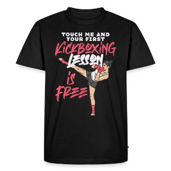 Funny kickboxing kickboxer boxing gift - Men's Premium Organic T-Shirt - black - Front - Nico (187cm)