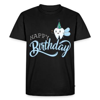 Joyeux anniversaire avec dent comme fée des dents | dentiste - T-shirt Premium bio Homme - noir - Devant - Nico (187cm)