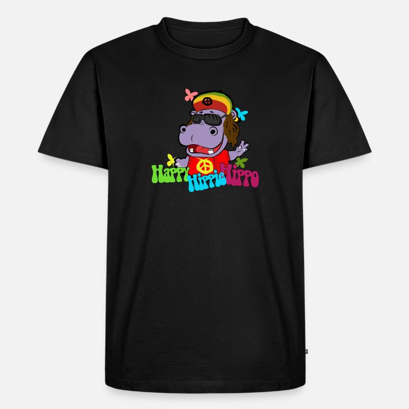 Nilpferd Hippie - Männer Premium Bio T-Shirt - Schwarz