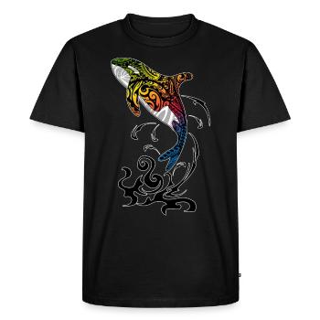 Orques Baleine Tueuse Baleine Tribal Polynésian Tattoo Maori - T-shirt Premium bio Homme - noir - Devant - Nico (187cm)