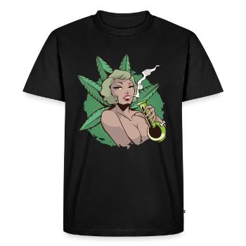 Pin Up Girl Cannabis Marijuana Bong Sexy - T-shirt Premium bio Homme - noir - Devant - Nico (187cm)
