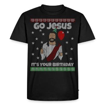Jesus It's Your Birthday Christmas Eve Christmas - Men's Premium Organic T-Shirt - black - Front - Nico (187cm)
