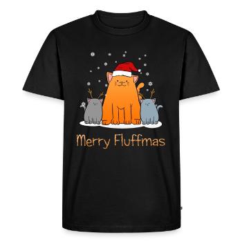 Merry Fluffmas Xmas Cats Noël Chats Doux - T-shirt Premium bio Homme - noir - Devant - Nico (187cm)