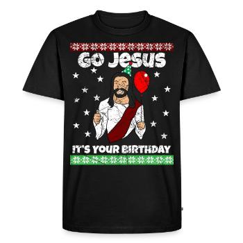 Go Jesus Birthday Team Jésus Noël drôle - T-shirt Premium bio Homme - noir - Devant - Nico (187cm)