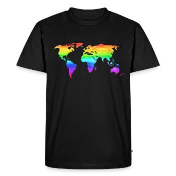 Rainbow Colors World Map Travel Travel - Men's Premium Organic T-Shirt - black - Front - Nico (187cm)