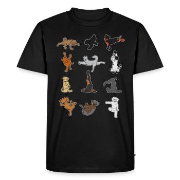 Dog Yoga Dog Puppy Meditation Relaxation - Men's Premium Organic T-Shirt - black - Front - Nico (187cm)