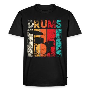 Drums Drummer Schlagzeuger Schlagzeugspieler Retro - Männer Premium Bio T-Shirt - Schwarz - Vorne - Nico (187cm)