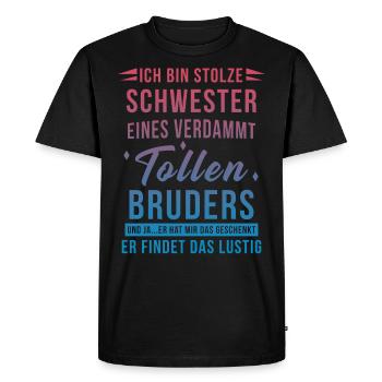 Je suis la soeur fière d'un grand frère - T-shirt Premium bio Homme - noir - Devant - Nico (187cm)