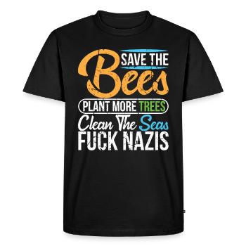 Fuck Nazis Left Politics Attitude politique - T-shirt Premium bio Homme - noir - Devant - Nico (187cm)