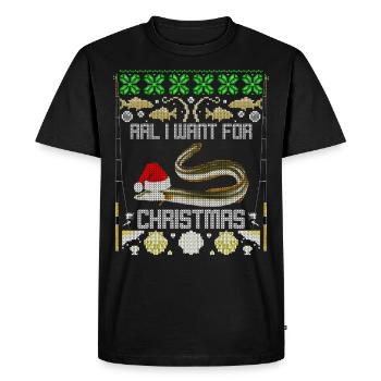 Anguille de Noël drôle que je veux pour Noël - T-shirt Premium bio Homme - noir - Devant - Nico (187cm)