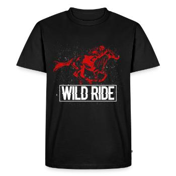Cheval rouge qui galope - T-shirt Premium bio Homme - noir - Devant - Nico (187cm)