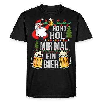 Ho Ho Hol Mir mal ein Bier Weihnachten - Männer Premium Bio T-Shirt - Schwarz - Vorne - Nico (187cm)