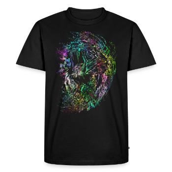 Lion psychédélique sauvage - T-shirt Premium bio Homme - noir - Devant - Nico (187cm)