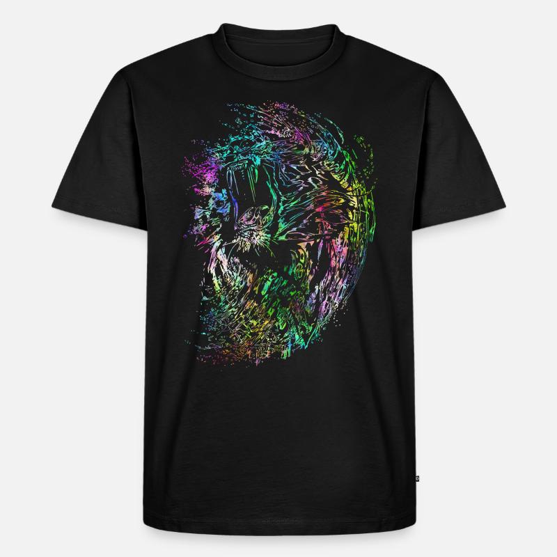 Wilder psychedelic Löwe - Männer Premium Bio T-Shirt - Schwarz