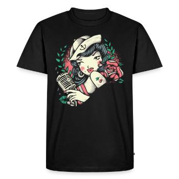 Pin-up Girl - Musique - Rétro - Vintage - T-shirt Premium bio Homme - noir - Devant - Nico (187cm)