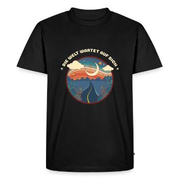World Trip Saying The World Is Waiting For You - Men's Premium Organic T-Shirt - black - Front - Nico (187cm)
