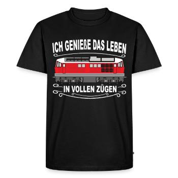 Eisenbahn Eisenbahner Modellbau Modelleisenbahn - Männer Premium Bio T-Shirt - Schwarz - Vorne - Nico (187cm)