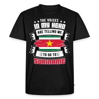 The voices in the head call for Suriname - Men's Premium Organic T-Shirt - black - Front - Nico (187cm)