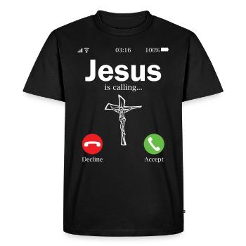 Jesus Phone Christian Call Religion Fun Gift - T-shirt Premium bio Homme - noir - Devant - Nico (187cm)