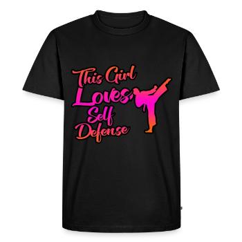 This girl loves self-defense - Men's Premium Organic T-Shirt - black - Front - Nico (187cm)