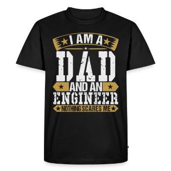I am a father and an engineer. - Men's Premium Organic T-Shirt - black - Front - Nico (187cm)