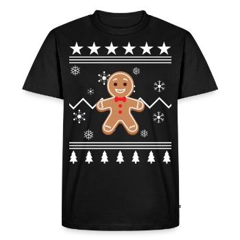Pain d'épices de Noël - T-shirt Premium bio Homme - noir - Devant - Nico (187cm)