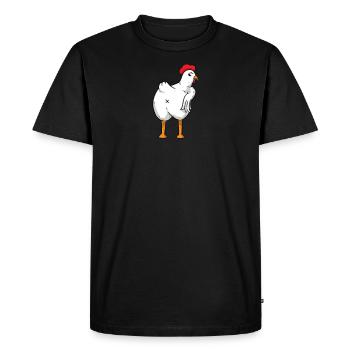 Drôle de poulet poule poule coq - T-shirt Premium bio Homme - noir - Devant - Nico (187cm)