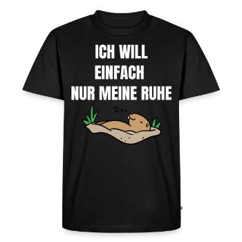 Ich will einfach nur meine Ruhe Murmeltier - Männer Premium Bio T-Shirt - Schwarz - Vorne - Nico (187cm)