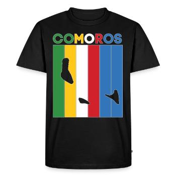 Comoros country border and flag - Men's Premium Organic T-Shirt - black - Front - Nico (187cm)