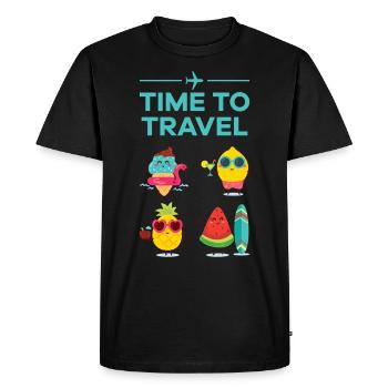 Time to travel Fruits and fruit on the road - Men's Premium Organic T-Shirt - black - Front - Nico (187cm)