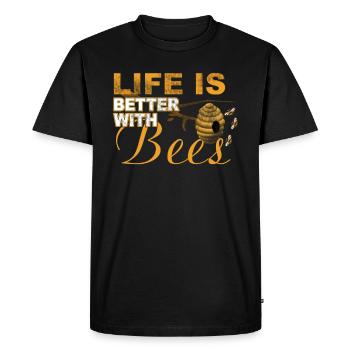 life is better with bees - Men's Premium Organic T-Shirt - black - Front - Nico (187cm)
