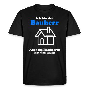 Herren Bauherr Geschenkidee zum Hausbau Richtfest - Männer Premium Bio T-Shirt - Schwarz - Vorne - Nico (187cm)